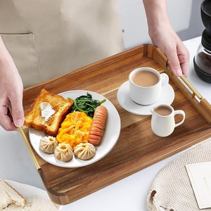 Bandeja de Almacenamiento Rectangular de Madera HASAN CRAFT con Asas de Latón, 50x40x30cm, Nivel Único, Pulida y Barnizada, Diseño Moderno y Lujoso, Apta para Lavavajillas - Product Image 3