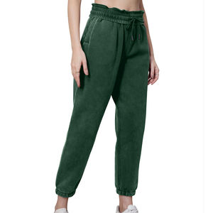 Pantalones de chándal de invierno para mujer al por mayor, de encaje, de forro polar, de corte holgado, de pierna ancha, joggers de tela suave, estilo casual urbano, primavera - Product Image 6