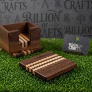 Ensemble de sous-verres carrés en bois, cerisier, érable, noyer noir, pour la décoration de table à café ou à thé - Product Image 2