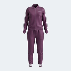 Ensemble de survêtement rose pour femme, fermeture éclair intégrale, col montant, pantalon de jogging sportif avec poches latérales, polyester respirant, vêtements d'automne - Product Image 4