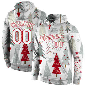 Sudadera con Capucha Personalizada con Estampado Navideño, Transpirable, con Bolsillos, en Rojo/Verde, Material de Poliéster, Personalización Frontal - Product Image 1