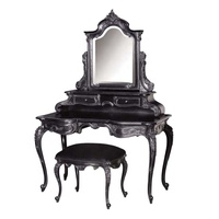 Tabouret de coiffeuse Rococo Commode de maquillage avec tiroirs Commode en bois avec miroir pour meubles de chambre classiques