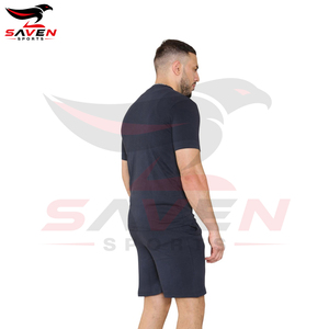 2026 Best Sale Night Wear Solid Color O Neck <b>Top</b> Seller Breathable Best Fabric <b>Men</b> Outer Wear Summer <b>Short</b> Shirt <b>Sets</b> - Product Image 2