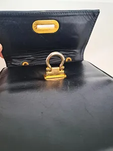 Bolso de Mano Royaa Vintage con Marco de Cuero Negro, Cierre de Botón, Asa Superior, Casual, de Cuero Genuino, Resistente al Agua, de Lujo, hasta 1L - Product Image 6