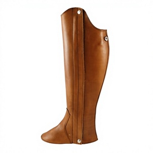 Chaussures d'équitation mi-hautes en cuir véritable pour hommes, style anglais, couleur unie, fermeture éclair, vêtements d'équitation - Product Image 4