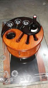Présentoir à vin de luxe moderne en bois en forme de bateau, support pour 5 verres et carafe, présentoir de bouteilles sur comptoir, capacité 750 ml, idéal pour les fêtes - Product Image 2