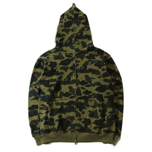 Sweat-shirt à capuche unisexe 100 % coton Bapeed Shark Camo à fermeture éclair, édition originale, double capuche, brodé, coupe ample - Product Image 5