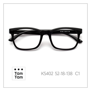 ทัมทัม KS402 แว่นสายตาทรงสี่เหลี่ยมเต็มกรอบ 52-18-138 สำหรับทุกเพศกรอบสีดำทึบ น้ำหนักเบา แก้ไขการมองเห็น - Product Image 2
