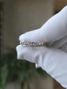 Cut Lab Grown Diamond IGI Certified 14K Gold Stackable Double Band Pave Bridal <b>Ring</b> <b>Set</b> 0.3 Ct <b>Wedding</b> Anniversary <b>Women</b> - Product Image 4
