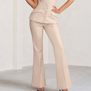 Pantalones largos de cintura alta, holgados, casuales, de pierna ancha, para gimnasio, fitness, elásticos, suaves, para mujer, pantalones acampanados para entrenamiento. - Product Image 2