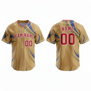Camiseta de Béisbol Personalizada de Alta Calidad, Transpirable, de Secado Rápido, 100% Poliéster, Sublimación, Impresión por Transferencia de Calor, Cuello en V, Manga Corta - Product Image 1