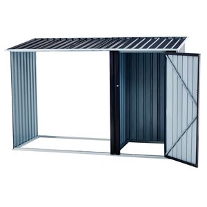 Abri de stockage de bois de chauffage extérieur en acier galvanisé anthracite Support de porte-bûches de patio Abri de bois de chauffage en acier durable - Product Image 4