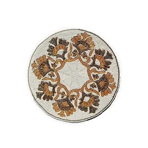 Set de table rond bohème en tissu avec perles et sequins, fait main, durable, diamètre 400 mm, épaisseur 3 mm - Product Image 1