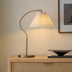 Lámpara de Mesa Moderna con Pantalla Ajustable Tipo Campana E26 AC, Tamaño Mediano, Tela Plisada, con Cuello de Cisne Metálico para Dormitorio y Sala de Estar - Product Image 1