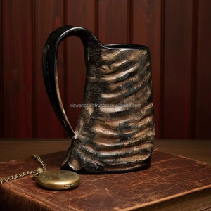 Mug en céramique texturée fait main, corne de buffle naturelle, vaisselle sûre et écologique - Product Image 1