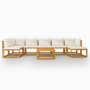 Set Lounge da Giardino in Legno Massello di Acacia con Finitura Crema Oliata - Elegante Arredamento da Esterno - Product Image 3