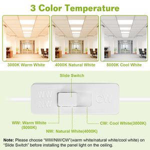 2 Pezzi Pannello LED da 72W 2FT 3800LM, Plafoniera Piatta con 3 Temperature di Colore, Equivalenti a Faretti LED da Incasso - Product Image 3