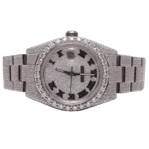 Automatic Mechanical Unisex Full Iced Out Bling Bezel Silver Tester Passed Custom Logo with Box Moissanite Diamond Wrist Watch