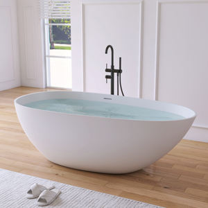 Maydon, elegante, blanco mate, moderno, independiente, bañera, superficie sólida, bañera ovalada, piedra Artificial para diseño de baño de moda - Product Image 1