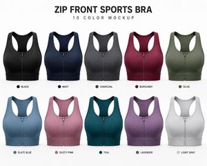 HMA SPORTS APPAREL เสื้อชั้นในกีฬาสำหรับผู้หญิงแบบ Racerback สีดำ ซิปด้านหน้า รองรับแรงกระแทกสูง ไร้ตะเข็บ สำหรับโยคะ ระบายอากาศได้ดี แห้งเร็ว น้ำหนักเบา - Product Image 6