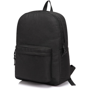 Unisex Canvas <b>Backpack</b> With Adjustable <b>Strap</b> Zipper Closure 20-30L Capacity Casual Daily Use Solid Black Color - Product Image 1