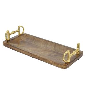 Plateau de service alimentaire en bois de manguier, résistant au lave-vaisselle, avec poignées en forme de mors de cheval, plateaux décoratifs pour la décoration de la maison et les fournitures hôtelières - Product Image 4