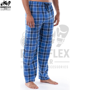 Men's Royal Flannel Lounge Pants Soft Cozy Canvas Pajama Bottoms With Elastic Waist For Sleeping & Casual Home Wear - Product Image 3