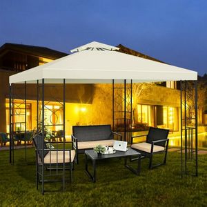Gazebo a Due Livelli 3x3 Metri, Tenda da Patio Impermeabile con Telaio in Lega di Alluminio, Riparo Moderno Portatile per Cortile - Product Image 4