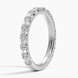 Custom 18k White Gold Diamond Eternity Band <b>Ring</b> Emerald Cut IGI Certified Lab Grown Classic Style Unisex Wedding <b>Ring</b> - Product Image 3