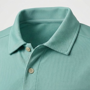 Polo à manches courtes pour homme, vert menthe, tricoté, uni, décontracté, coupe classique, boutons - Product Image 4