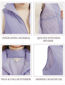 เสื้อกั๊กพัฟเฟอร์สำหรับผู้หญิง สีม่วงอ่อน ผลิตจากโพลีเอสเตอร์ กันน้ำ ระบายอากาศ ป้องกันรังสียูวี แห้งเร็ว มีซิปปิด เหมาะสำหรับกิจกรรมกลางแจ้ง - Product Image 5