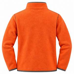 Custom Vibrant Orange Full Zip Polar Fleece Jacket <b>Men</b> Stand Collar Warm Outdoor Winter <b>Thermal</b> Zipper Coat Heavyweight Casual - Product Image 4