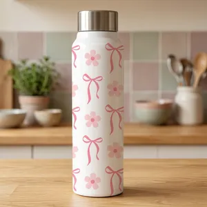 Floral Printed Stainless Steel <b>Water</b> <b>Bottle</b> with Screw Cap Reusable Drinking <b>Bottle</b> for School Office <b>Gym</b> Travel and Daily - Product Image 3