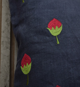 <b>Navy</b> <b>Blue</b> Linen Embroidered Red Flower Cushion Cover Decorative <b>Throw</b> Pillow Case Floral <b>Sofa</b> Bedroom Home Decor Manufacturer - Product Image 2