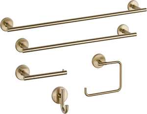 Modern Hotel Style <b>Standing</b> Brass 5-Layer Adjustable Robe Hook Rack for <b>Bathroom</b> - Product Image 4