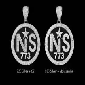 Pendentif Hip Hop Moissanite en argent sterling 925, couleur D VVS1, dos massif, hauteur 2 pouces avec passant, 30 grammes, pendentif personnalisé - Product Image 1