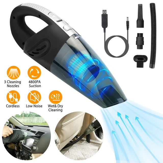 Black Portable Cordless Rechargeable Car Handheld Vacuum Cleaner Strong Suction Hand Vacuum