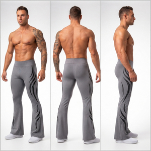OEM Custom Men Yoga Wear Flare Leggings Low Waist Gym Workout <b>Pants</b> <b>Spandex</b> Polyester Men Street Style Legging Men Flare Tights - Product Image 5