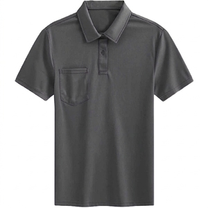 Polo de golf tricoté personnalisé pour homme, séchage rapide, manches courtes, couleur unie, style business, avec poche, vêtement de sport décontracté, vente en gros - Product Image 3