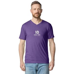 Camiseta Morada con Cuello en V para Hombre, Suave, Transpirable, de Algodón, Manga Corta, Informal, para Uso Diario, con Logotipo Personalizado, Lisa, Ligera y Cómoda - Product Image 2