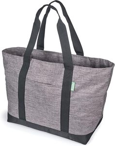 Sac fourre-tout en toile grise avec fermeture éclair, poignées noires, écologique, résistant à l'eau, toutes saisons, grand format, décontracté, fournisseur du Bengale occidental - Product Image 3