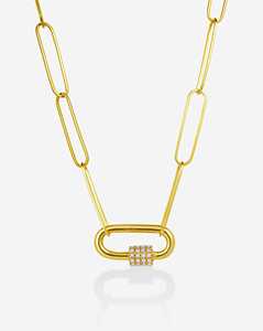 จี้คาราไบเนอร์แบบมีตัวล็อค ทอง 14k 18k เพชรเพาะเลี้ยง 0.16 กะรัต ประดับเพชรแบบ Pave Set ตัวล็อคแบบเกี่ยว ดีไซน์ทันสมัย สามารถสวมซ้อนกันได้ - Product Image 6