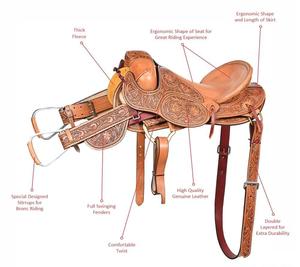 Hochwertiges Echtes Leder Dressur-Sattel-Set |   Baumloser Western-Sattel Sattelunterlage |   Langlebige Pferdeausrüstung | - Product Image 4