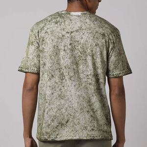 Men Olive Green Acid <b>Tie</b> Dye Crew Neck Short Sleeve Cotton Casual Summer Fashion Plain Top Custom Logo OEM ODM Wholesale Apparel - Product Image 3