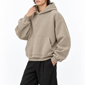 Sweat-shirt à capuche oversize pour homme, en molleton de coton uni, décontracté, avec poche avant, manches classiques, vêtement d'hiver, coupe ample - Product Image 1