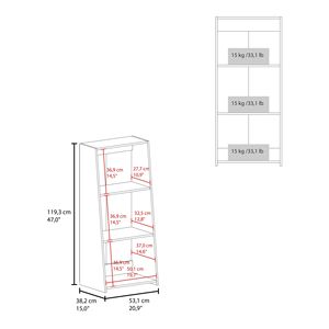 47\" <b>Tall</b> Three-Tier <b>White</b> Ladder <b>Bookcase</b>-Stylish and Spacious <b>Bookcase</b> for Home Office Use - Product Image 3