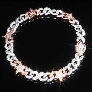 Collier Iced Out avec pendentif étoile et symbole infini en argent sterling 925, chaîne étincelante en moissanite VVS style hip-hop pour homme et femme - Product Image 1