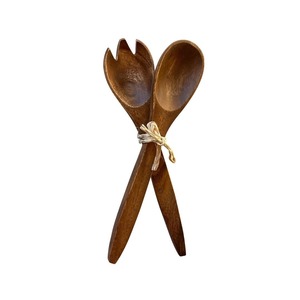 Handcrafted <b>Wooden</b> Kitchen <b>Spoons</b> <b>Set</b> of 2 Natural Reusable Cooking Utensils for Stirring Mixing Serving Home Kitchen - Product Image 2