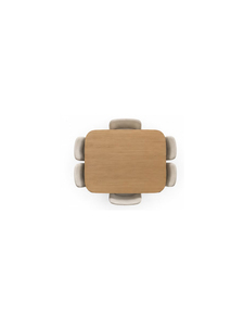 Table à manger moderne en bois massif tendance, 4 places, rectangulaire, style mid-century, avec ensemble de chaises rembourrées pour la maison et les restaurants - Product Image 3