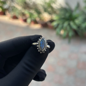 Handmade 925 Sterling Silver Vintage Classic <b>Ring</b> Natural Blue <b>Labradorite</b> Marquise Shape Bezel Setting AAA Quality Wedding - Product Image 1